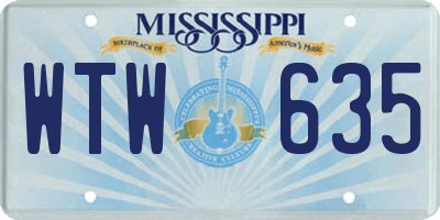 MS license plate WTW635