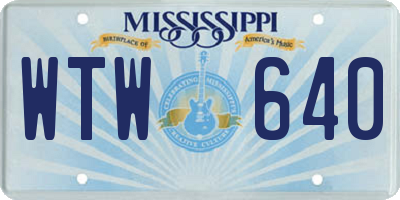 MS license plate WTW640