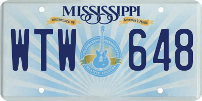 MS license plate WTW648