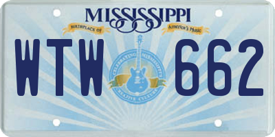 MS license plate WTW662