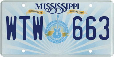 MS license plate WTW663