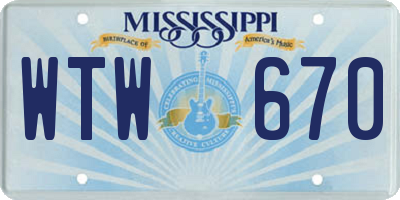 MS license plate WTW670