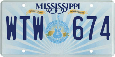 MS license plate WTW674