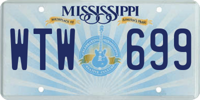 MS license plate WTW699