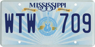 MS license plate WTW709