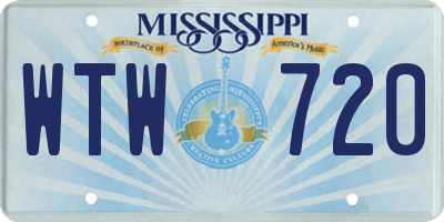 MS license plate WTW720