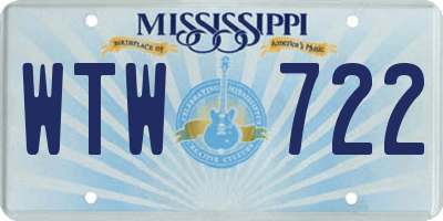 MS license plate WTW722