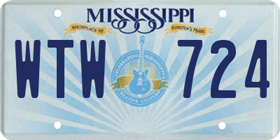 MS license plate WTW724