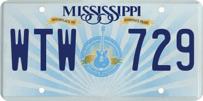 MS license plate WTW729