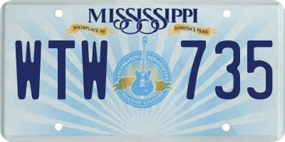 MS license plate WTW735