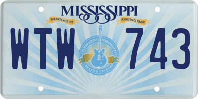 MS license plate WTW743