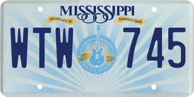 MS license plate WTW745