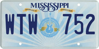 MS license plate WTW752