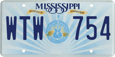 MS license plate WTW754
