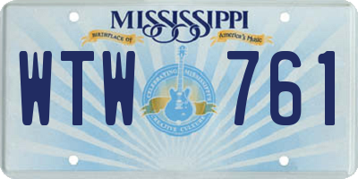 MS license plate WTW761