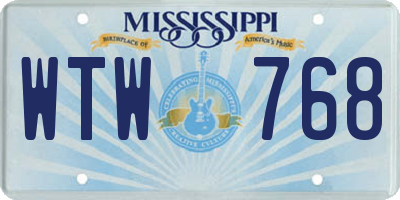 MS license plate WTW768