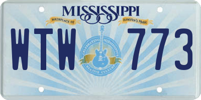 MS license plate WTW773
