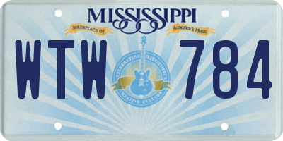 MS license plate WTW784
