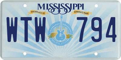 MS license plate WTW794
