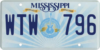MS license plate WTW796