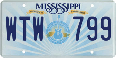 MS license plate WTW799