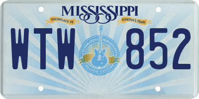 MS license plate WTW852