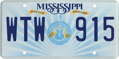 MS license plate WTW915