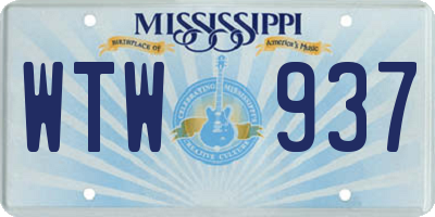 MS license plate WTW937