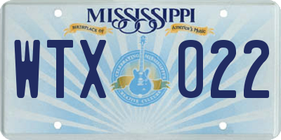 MS license plate WTX022