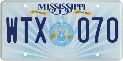 MS license plate WTX070