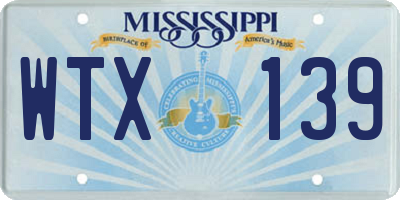 MS license plate WTX139