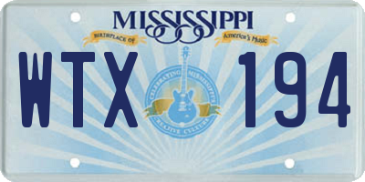MS license plate WTX194