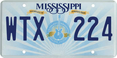 MS license plate WTX224