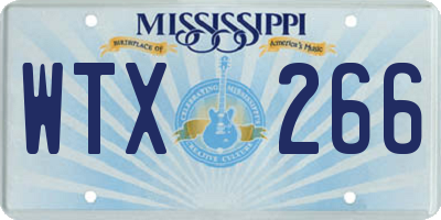 MS license plate WTX266