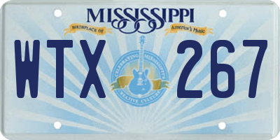 MS license plate WTX267