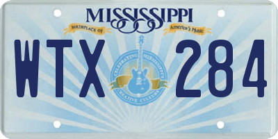 MS license plate WTX284