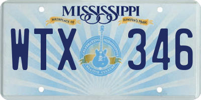 MS license plate WTX346