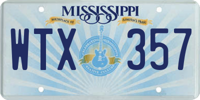 MS license plate WTX357