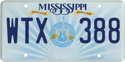 MS license plate WTX388