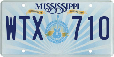MS license plate WTX710