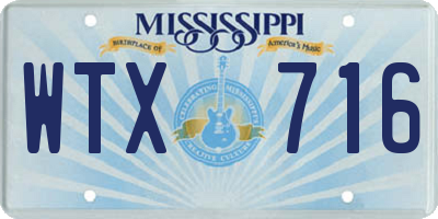 MS license plate WTX716