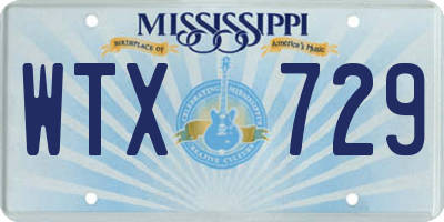 MS license plate WTX729