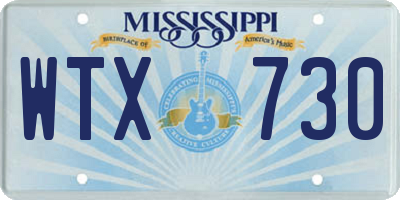 MS license plate WTX730