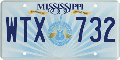 MS license plate WTX732