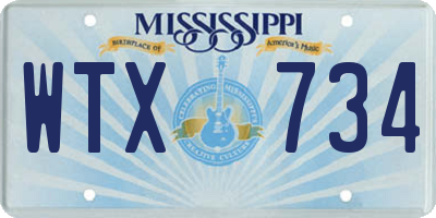 MS license plate WTX734