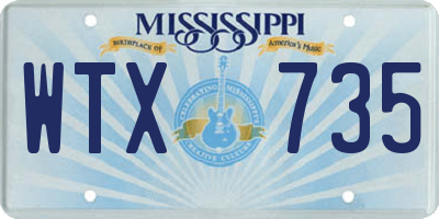 MS license plate WTX735