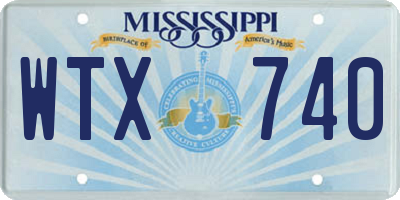 MS license plate WTX740
