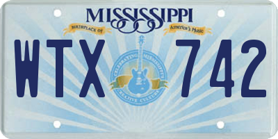 MS license plate WTX742