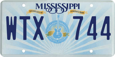 MS license plate WTX744