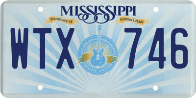 MS license plate WTX746